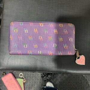 Y2K Dooney and Bourke purple rainbow monogram zip wallet